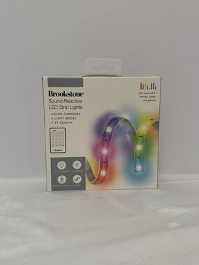 Brookstone sound reactive led strip lights color changing 4 light modes
7ft leng